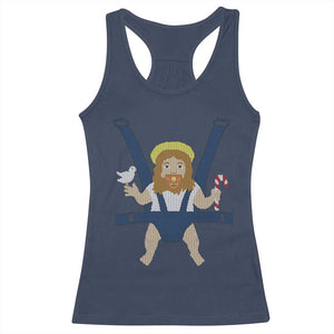 Funny Christmas Baby Jesus Racerback Tank Top Xmas Christian Little Boy TS11 Navy Print Your Wear