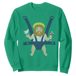 Funny Christmas Baby Jesus Sweatshirt Xmas Christian Little Boy TS11 Irish Green Print Your Wear
