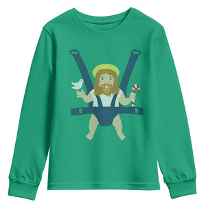 Funny Christmas Baby Jesus Youth Sweatshirt Xmas Christian Little Boy TS11 Irish Green Print Your Wear