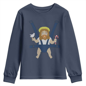 Funny Christmas Baby Jesus Youth Sweatshirt Xmas Christian Little Boy TS11 Navy Print Your Wear