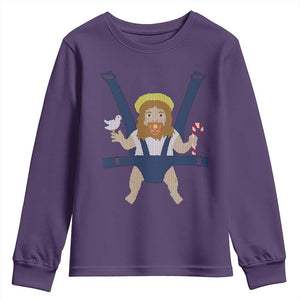 Funny Christmas Baby Jesus Youth Sweatshirt Xmas Christian Little Boy TS11 Purple Print Your Wear
