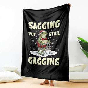 Funny Sagging But Still Gagging Christmas Frog Throw Blanket Funny Cringe Meme Gag Humor TS11 Print Your Wear