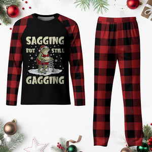 Funny Sagging But Still Gagging Christmas Frog Plaid Pajama Set Funny Cringe Meme Gag Humor TS11 Buffalo Plaid Print Your Wear