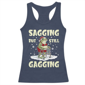 Funny Sagging But Still Gagging Christmas Frog Racerback Tank Top Funny Cringe Meme Gag Humor TS11 Navy Print Your Wear