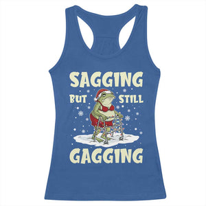 Funny Sagging But Still Gagging Christmas Frog Racerback Tank Top Funny Cringe Meme Gag Humor TS11 Royal Blue Print Your Wear