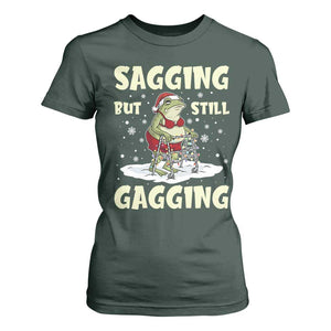 Funny Sagging But Still Gagging Christmas Frog T Shirt For Women Funny Cringe Meme Gag Humor TS11 Dark Forest Green Print Your Wear