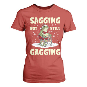 Funny Sagging But Still Gagging Christmas Frog T Shirt For Women Funny Cringe Meme Gag Humor TS11 Red Print Your Wear