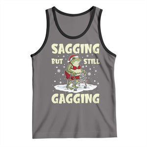 Funny Sagging But Still Gagging Christmas Frog Tank Top Funny Cringe Meme Gag Humor TS11 Deep Heather Black Print Your Wear