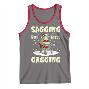 Funny Sagging But Still Gagging Christmas Frog Tank Top Funny Cringe Meme Gag Humor TS11 Deep Heather Red Print Your Wear