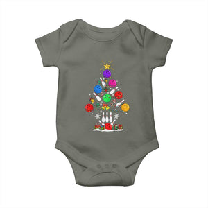 Funny Bowling Christmas Tree Lights Xmas Bowler Baby Onesie TS11 Military Green Print Your Wear
