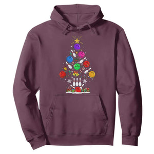 Funny Bowling Christmas Tree Lights Xmas Bowler Hoodie TS11 Maroon Print Your Wear