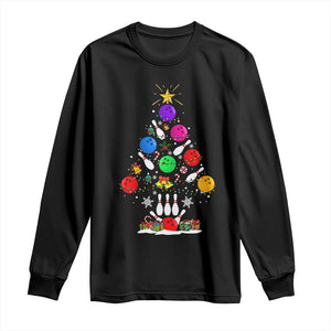 Funny Bowling Christmas Tree Lights Xmas Bowler Long Sleeve Shirt TS11 Black Print Your Wear