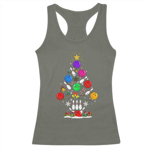 Funny Bowling Christmas Tree Lights Xmas Bowler Racerback Tank Top TS11 Military Green Print Your Wear