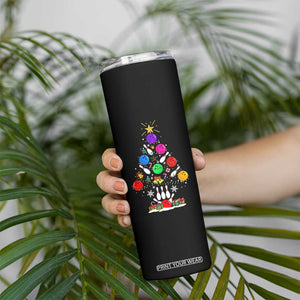 Funny Bowling Christmas Tree Lights Xmas Bowler Skinny Tumbler TS11 Print Your Wear