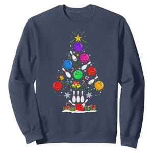 Funny Bowling Christmas Tree Lights Xmas Bowler Sweatshirt TS11 Navy Print Your Wear