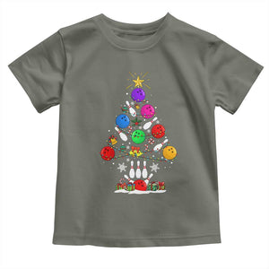 Funny Bowling Christmas Tree Lights Xmas Bowler Toddler T Shirt TS11 Military Green Print Your Wear