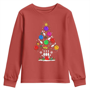 Funny Bowling Christmas Tree Lights Xmas Bowler Youth Sweatshirt TS11 Red Print Your Wear