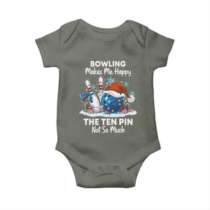 Funny Christmas Bowling Baby Onesie Bowling Makes Me Happy The Ten Pin Not So Much TS11 Military Green Print Your Wear