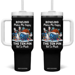 Funny Christmas Bowling Tumbler With Handle Bowling Makes Me Happy The Ten Pin Not So Much TS11 One Size: 40 oz Black Print Your Wear