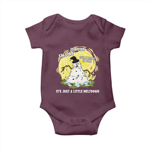 Funny It Is Fine I Am Fine Everything Is Fine Its Just A Little Meltdown Baby Onesie Christmas Snowman TS11 Maroon Print Your Wear