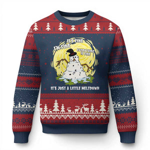Funny It Is Fine I Am Fine Everything Is Fine Its Just A Little Meltdown Ugly Christmas Sweater Xmas Snowman TS11 Navy Red Print Your Wear