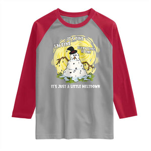 Funny It Is Fine I Am Fine Everything Is Fine Its Just A Little Meltdown Raglan Shirt Christmas Snowman TS11 Sport Gray Red Print Your Wear