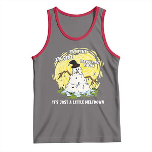 Funny It Is Fine I Am Fine Everything Is Fine Its Just A Little Meltdown Tank Top Christmas Snowman TS11 Deep Heather Red Print Your Wear