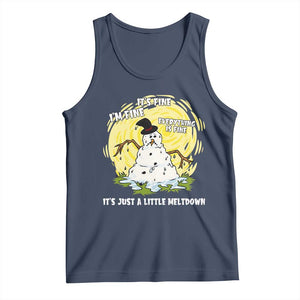 Funny It Is Fine I Am Fine Everything Is Fine Its Just A Little Meltdown Tank Top Christmas Snowman TS11 Navy Print Your Wear