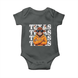 TFL Football Lover Baby Onesie Vintage Orange Cow Sunglasses Game Day TS11 Dark Heather Print Your Wear