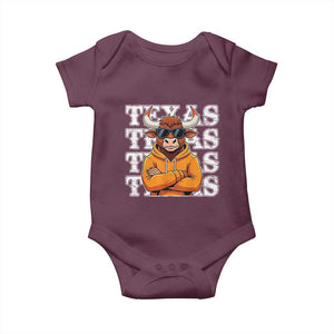 TFL Football Lover Baby Onesie Vintage Orange Cow Sunglasses Game Day TS11 Maroon Print Your Wear