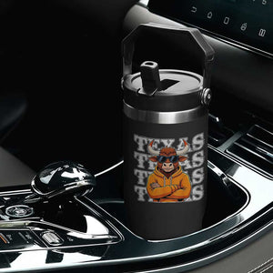 TFL Football Lover Flip Straw Tumbler Vintage Orange Cow Sunglasses Game Day TS11 Print Your Wear