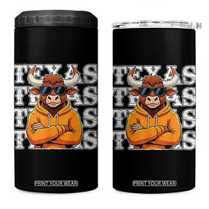 TFL Football Lover 4 in 1 Can Cooler Tumbler Vintage Orange Cow Sunglasses Game Day TS11 One Size: 16 oz Black Print Your Wear