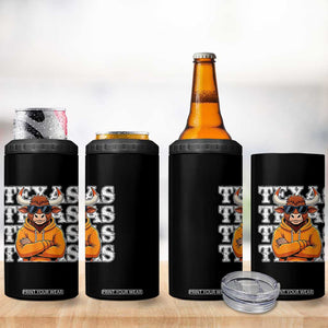Texas Fan 4 in 1 Can Cooler Tumbler Longhorns Cow Texas Pride Sport Lover TS11 Print Your Wear