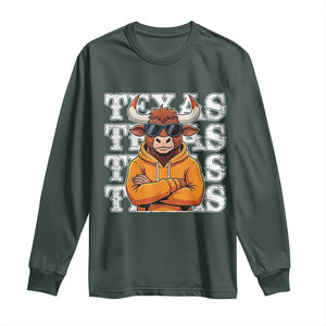 TFL Football Lover Long Sleeve Shirt Vintage Orange Cow Sunglasses Game Day TS11 Dark Forest Green Print Your Wear