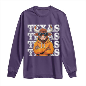 TFL Football Lover Long Sleeve Shirt Vintage Orange Cow Sunglasses Game Day TS11 Purple Print Your Wear