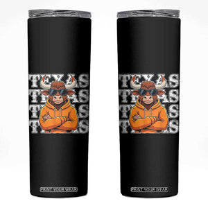 Texas Fan Skinny Tumbler Longhorns Cow Texas Pride Sport Lover TS11 Black Print Your Wear