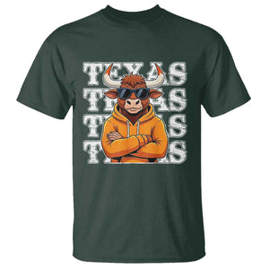Texas Fan T Shirt Longhorns Cow Texas Pride Sport Lover TS11 Dark Forest Green Print Your Wear
