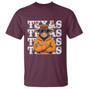 Texas Fan T Shirt Longhorns Cow Texas Pride Sport Lover TS11 Maroon Print Your Wear