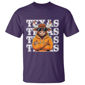 Texas Fan T Shirt Longhorns Cow Texas Pride Sport Lover TS11 Purple Print Your Wear