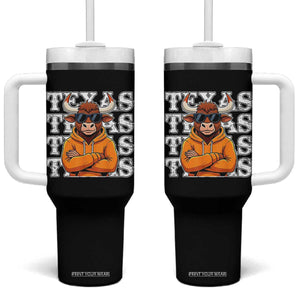 TFL Football Lover Tumbler With Handle Vintage Orange Cow Sunglasses Game Day TS11 One Size: 40 oz Black Print Your Wear
