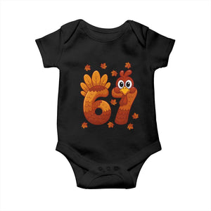 67 Thanksgiving Baby Onesie Funny Turkey Thanksgiving Six Seven Meme TS11 Black Print Your Wear