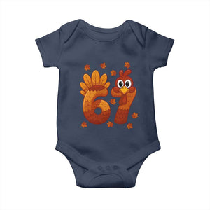 67 Thanksgiving Baby Onesie Funny Turkey Thanksgiving Six Seven Meme TS11 Navy Print Your Wear