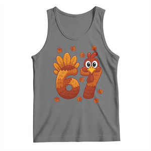 67 Thanksgiving Tank Top Funny Turkey Thanksgiving Six Seven Meme TS11 Black Heather Print Your Wear