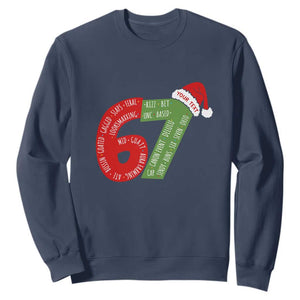 Personalized 67 Christmas Sweatshirt Custom Text Rizz Aura Farming Six Seven Meme Gen Alpha TS11 Navy Print Your Wear