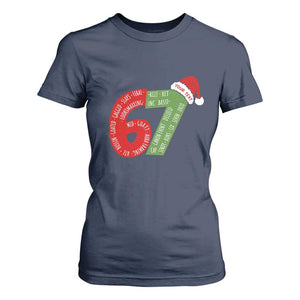 Personalized 67 Christmas T Shirt For Women Custom Text Rizz Aura Farming Six Seven Meme Gen Alpha TS11 Navy Print Your Wear