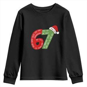Personalized 67 Christmas Youth Sweatshirt Custom Text Rizz Aura Farming Six Seven Meme Gen Alpha TS11 Black Print Your Wear