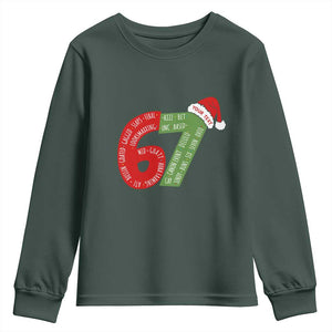 Personalized 67 Christmas Youth Sweatshirt Custom Text Rizz Aura Farming Six Seven Meme Gen Alpha TS11 Dark Forest Green Print Your Wear