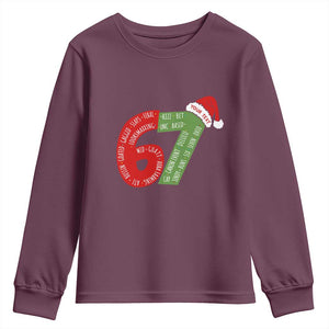 Personalized 67 Christmas Youth Sweatshirt Custom Text Rizz Aura Farming Six Seven Meme Gen Alpha TS11 Maroon Print Your Wear