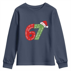 Personalized 67 Christmas Youth Sweatshirt Custom Text Rizz Aura Farming Six Seven Meme Gen Alpha TS11 Navy Print Your Wear
