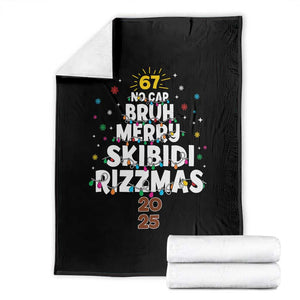 Funny Christmas Six Seven Meme Throw Blanket 67 No Cap Bruh Merry Skibidi Rizzmas 2025 TS11 Black Print Your Wear